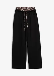 Pantalon large en sweat à ceinture contrastante, bonprix