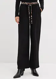 Pantalon large en sweat à ceinture contrastante, bonprix