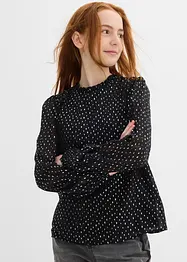 Blouse en mousseline à col volanté, bonprix