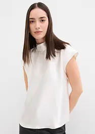 Blouse sans manches en satin, col légèrement montant, bonprix