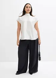 Blouse sans manches en satin, col légèrement montant, bonprix