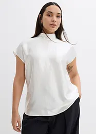 Blouse sans manches en satin, col légèrement montant, bonprix