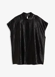 Blouse sans manches en satin, col légèrement montant, bonprix