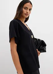 Gilet confortable en Punto di Roma avec bouton décoratif, bonprix