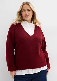 Pull en maille avec col V, bonprix