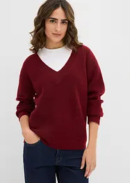 Pull en maille avec col V, bonprix