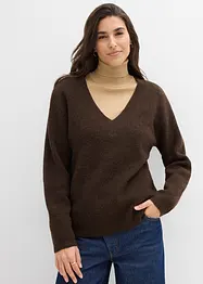 Pull en maille avec col V, bonprix