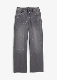 Jean ample taille mi-haute, orné de strass, bonprix