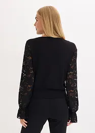 T-shirt à manches longues en dentelle, bonprix