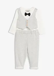 Ensemble festif en coton avec body et veston intégré, pantalon et nœud papillon (ens. 3 pces), bonprix