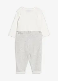Ensemble festif en coton avec body et veston intégré, pantalon et nœud papillon (ens. 3 pces), bonprix