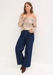 T-shirt oversize à sequins encolure Bardot, bonprix