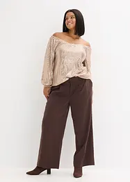 T-shirt oversize à sequins encolure Bardot, bonprix