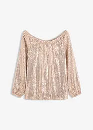 T-shirt oversize à sequins encolure Bardot, bonprix
