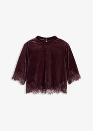 T-shirt en velours et dentelle, bonprix