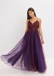 Robe longue en tulle délicat avec dentelle, bonprix