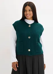 Gilet sans manches en maille à boutons décoratifs, bonprix