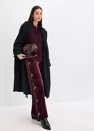 Pantalon large en velours doux avec empiècement dentelle, bonprix