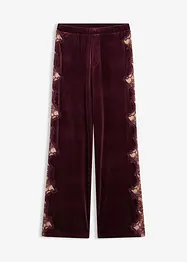 Pantalon large en velours doux avec empiècement dentelle, bonprix