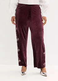 Pantalon large en velours doux avec empiècement dentelle, bonprix