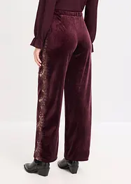 Pantalon large en velours doux avec empiècement dentelle, bonprix