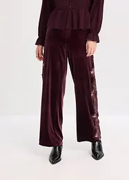 Pantalon large en velours doux avec empiècement dentelle, bonprix