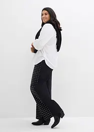 Jean droit loose avec application de strass, taille mi-haute, bonprix