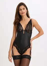 Body effet wetlook avec porte-jarretelles amovible, bonprix