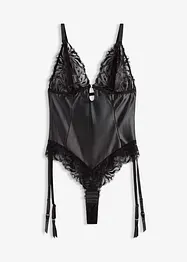 Body effet wetlook avec porte-jarretelles amovible, bonprix