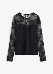 T-shirt manches longues en dentelle délicate, bonprix