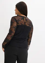 T-shirt manches longues en dentelle délicate, bonprix