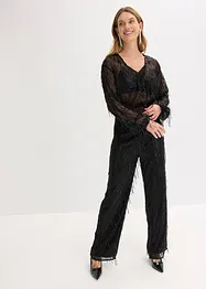 Blouse à sequins et franges, bonprix