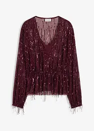Blouse à sequins et franges, bonprix