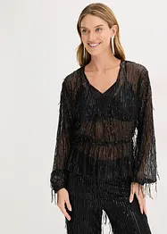 Blouse à sequins et franges, bonprix