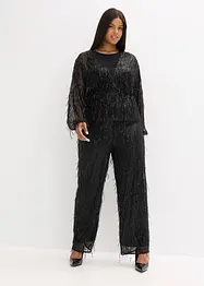 Blouse à sequins et franges, bonprix