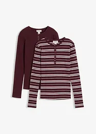 T-shirt manches longues en coton côtelé extensible, bonprix