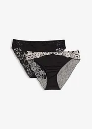 Lot de 2 slips à dentelle bicolore, bonprix