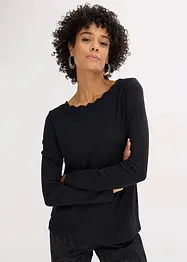 T-shirt en jersey milano à encolure festonnée, bonprix