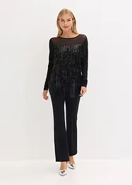 T-shirt manches longues à franges et sequins, bonprix