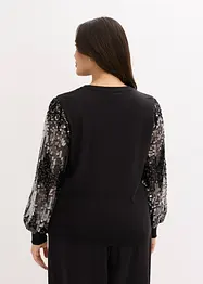 Pull en fine maille avec manches à sequins, bonprix