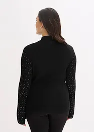 Pull en fine maille à manches trompette décorées de strass, bonprix