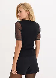 Pull en fine maille avec empiècement mesh, bonprix