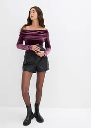 T-shirt à col Bardot en velours doux, bonprix