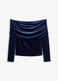 T-shirt à col Bardot en velours doux, bonprix