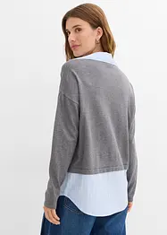 Pull en fine maille empiècement chemisier, bonprix