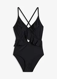 Maillot 1 pièce à découpe et volants, bonprix