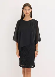 Robe courte en dentelle avec drapé en mousseline, bonprix