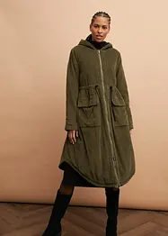 Manteau en velours côtelé 100% coton avec capuche doublée sherpa, bonprix