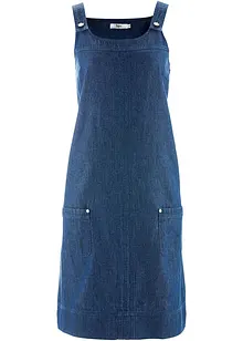 Robe en jean coton avec bretelles de salopette, longueur genou, bonprix