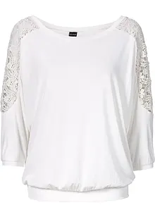 T-shirt oversize en viscose extensible et dentelle, bonprix